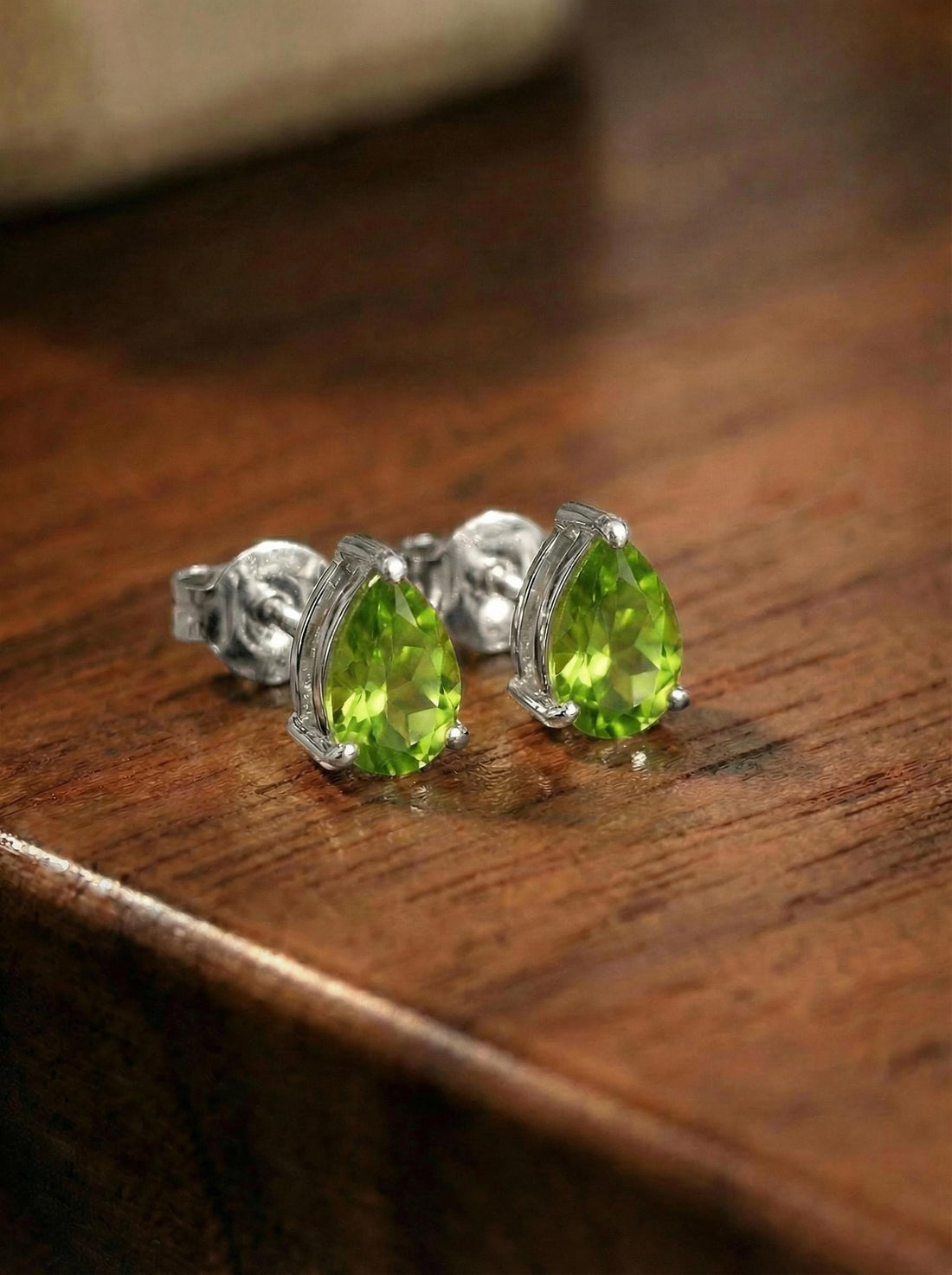 Vibrant Peridot Teardrop Stud Earrings - Genuine Pear Shape Peridot Gold Studs - Dainty August Birthstone Everyday Fine Jewelry Gift