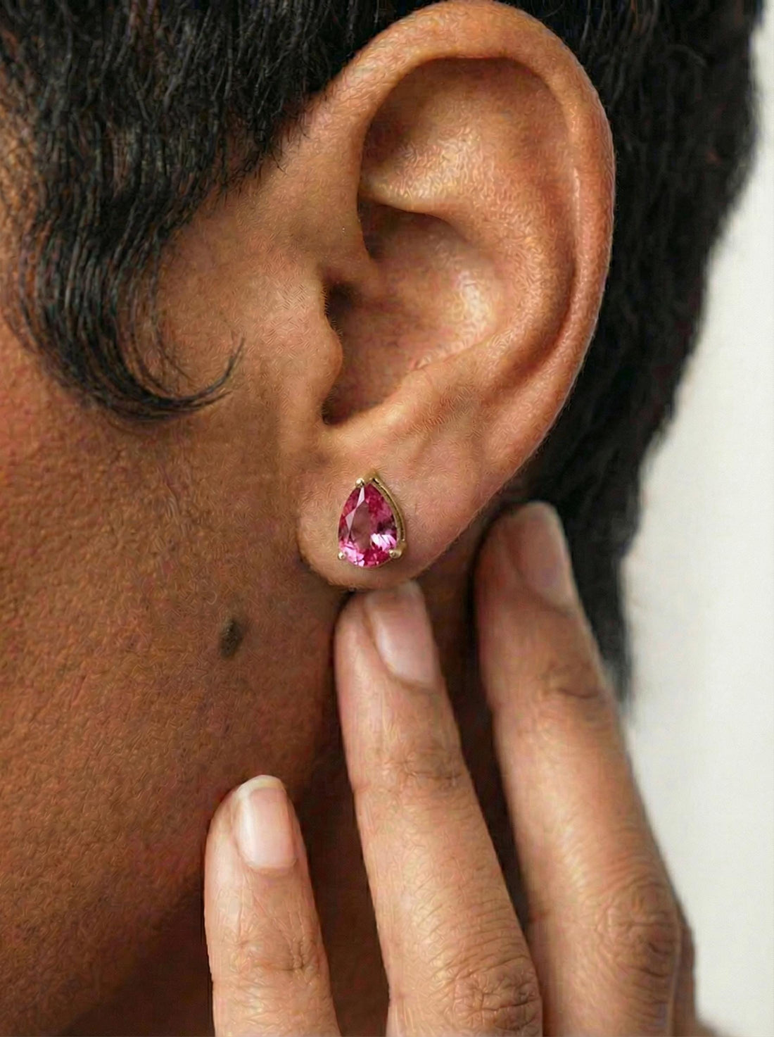 Pink Tourmaline Pear Stud Earrings in 14K Gold | Dainty Teardrop Gemstone Everyday Jewelry | Birthstone Gift for Her