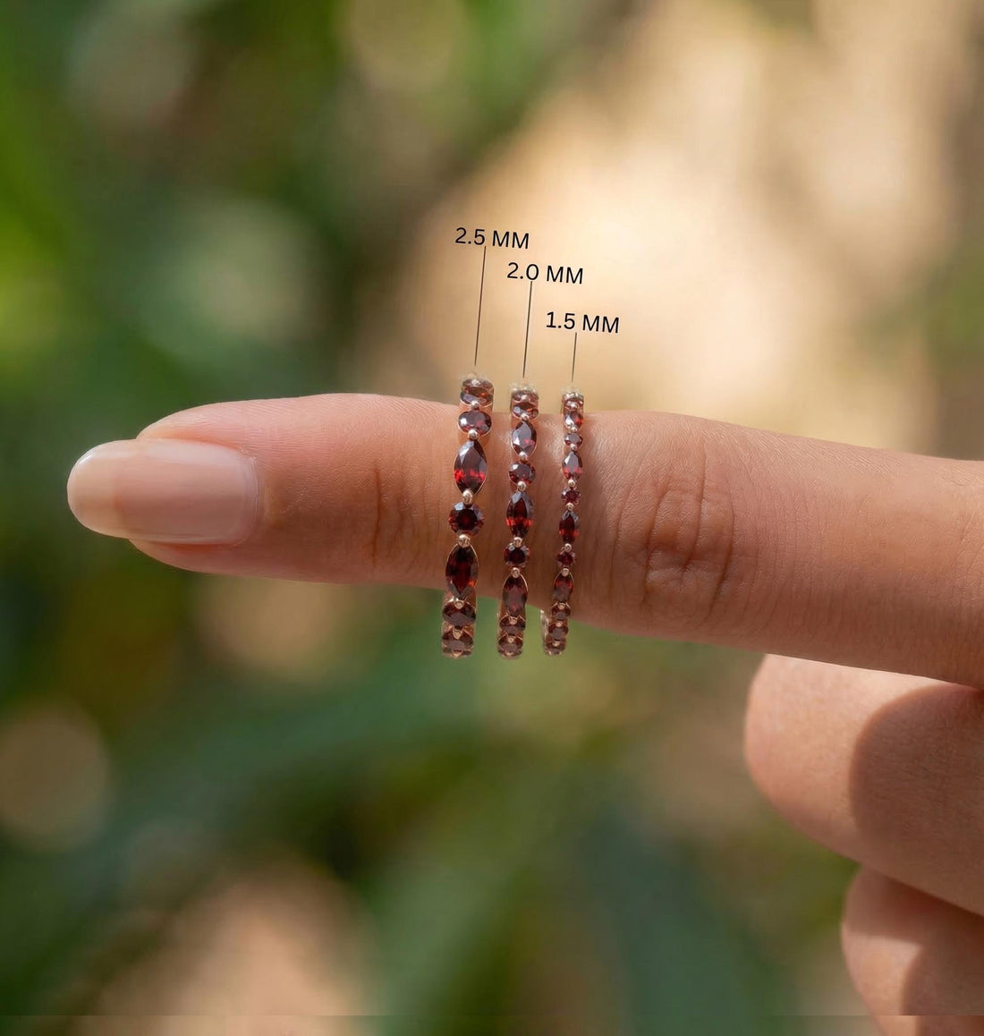 Delicate Garnet Eternity Ring | Marquise & Round Gemstone Stacking Band | January Birthstone Promise Ring | Dainty Anniversary Gift for Her
