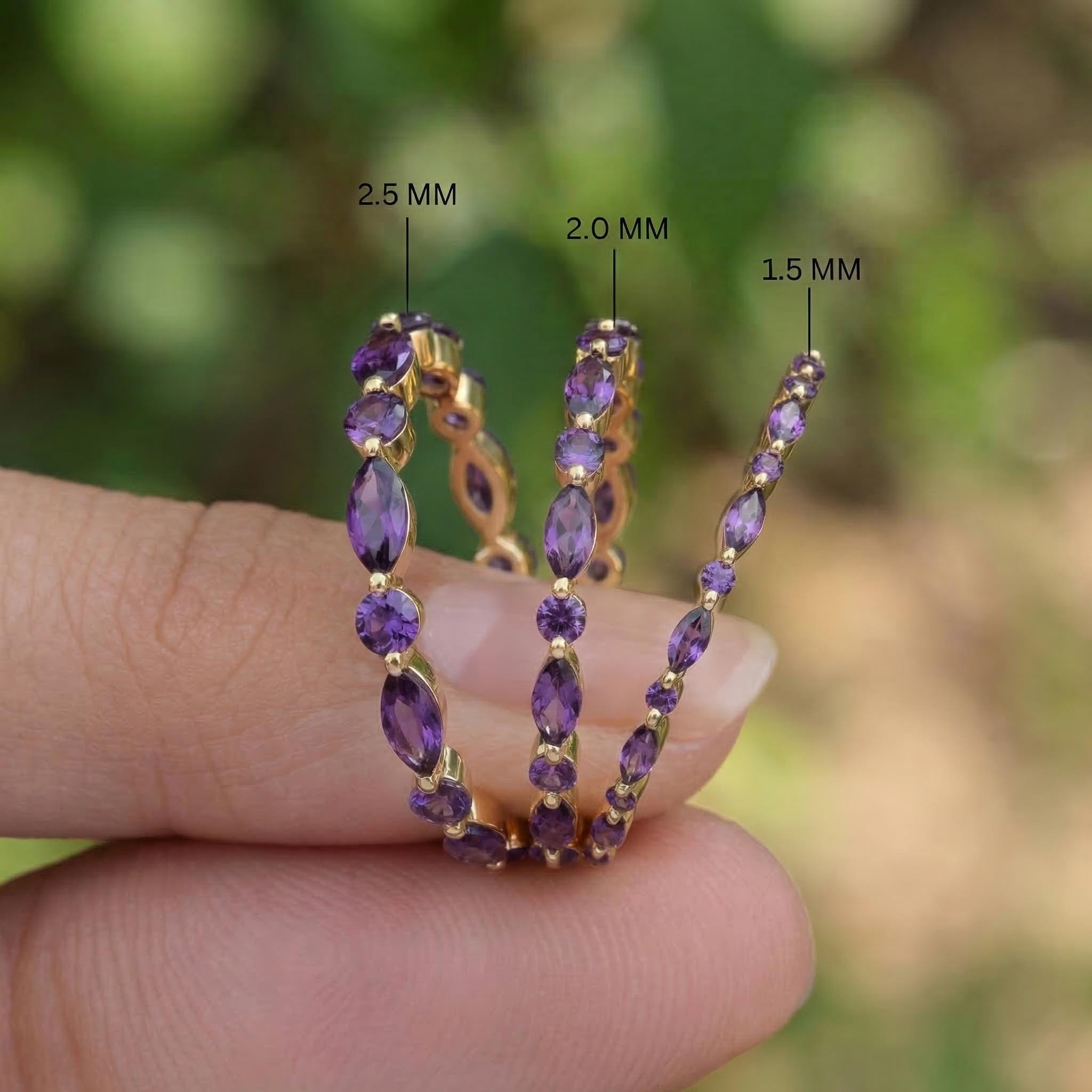 Dainty Marquise Amethyst Eternity Ring | Art Deco Gold Stackable Band | February Birthstone Ring | Purple Gemstone Anniversary Gift
