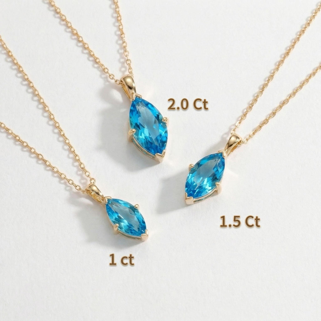 Elegant Blue Topaz Marquise Necklace | 14K Gold Dainty Chain | Minimalist December Birthstone Gift | Everyday Fine Jewelry