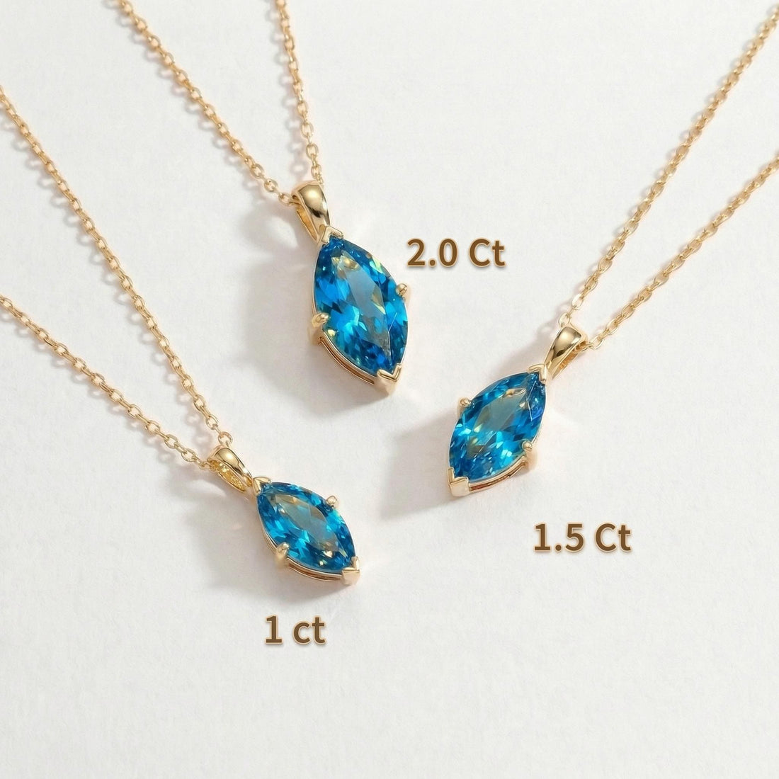 Delicate 14K Gold Marquise Blue Topaz Necklace | Elegant Dainty Gemstone Pendant | December Birthstone Gift for Her
