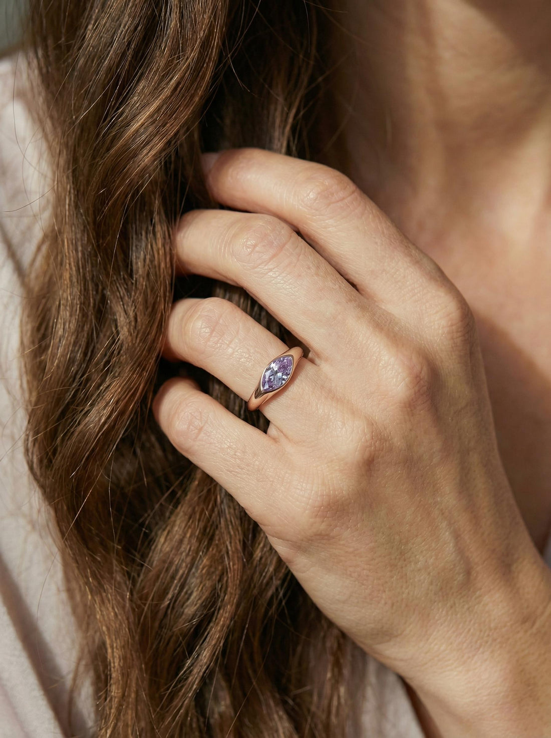 1.5ct Marquise Bezel Alexandrite Ring, 14K Solid Gold Signet Engagement Ring, Minimalist Pinky Promise Gift, June Birthstone Ring