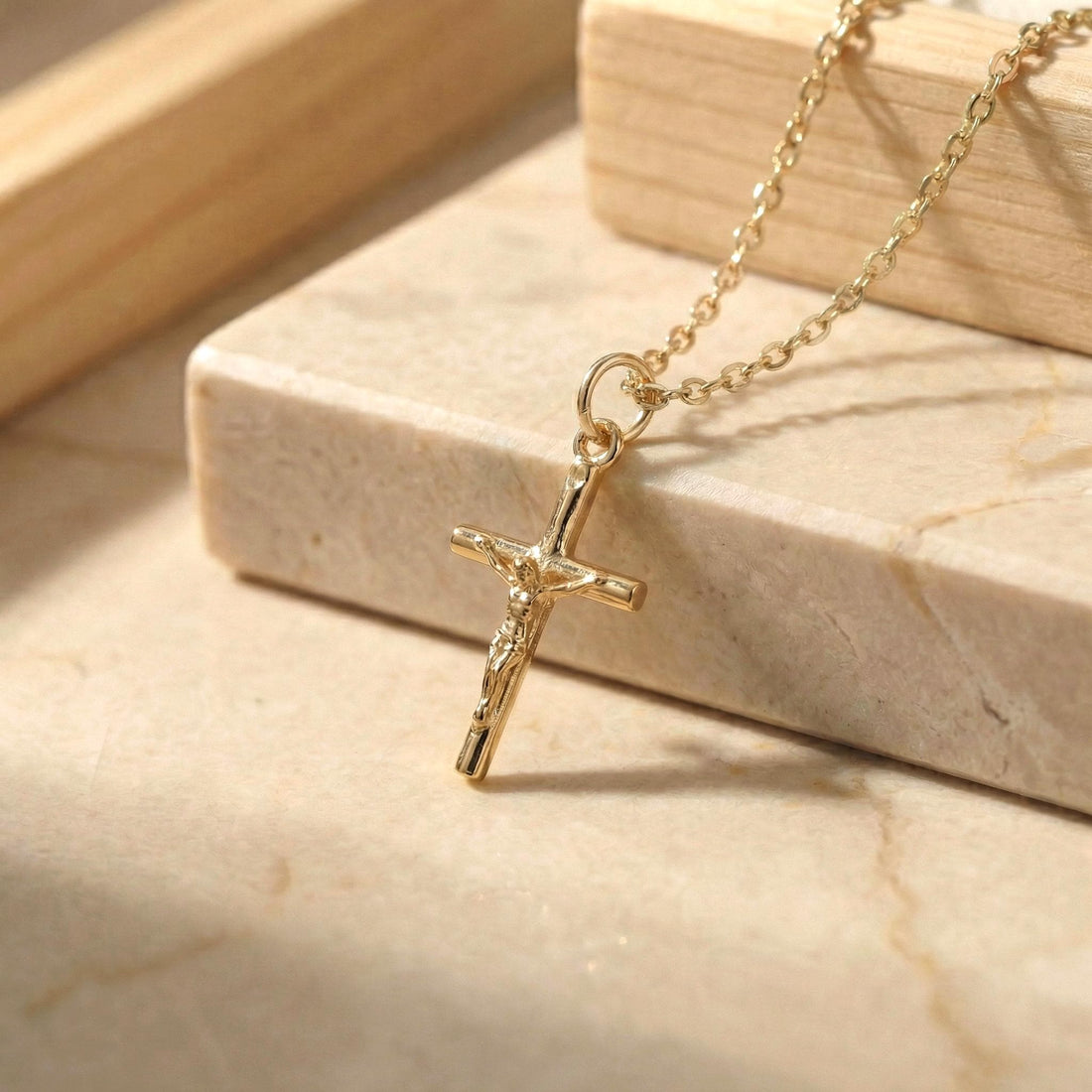 Crucifix Cross Necklace, Crucifix Pendant Necklace, Minimalist Cross Jewelry for Women, Religious Necklace, Christmas Jewelry Gift