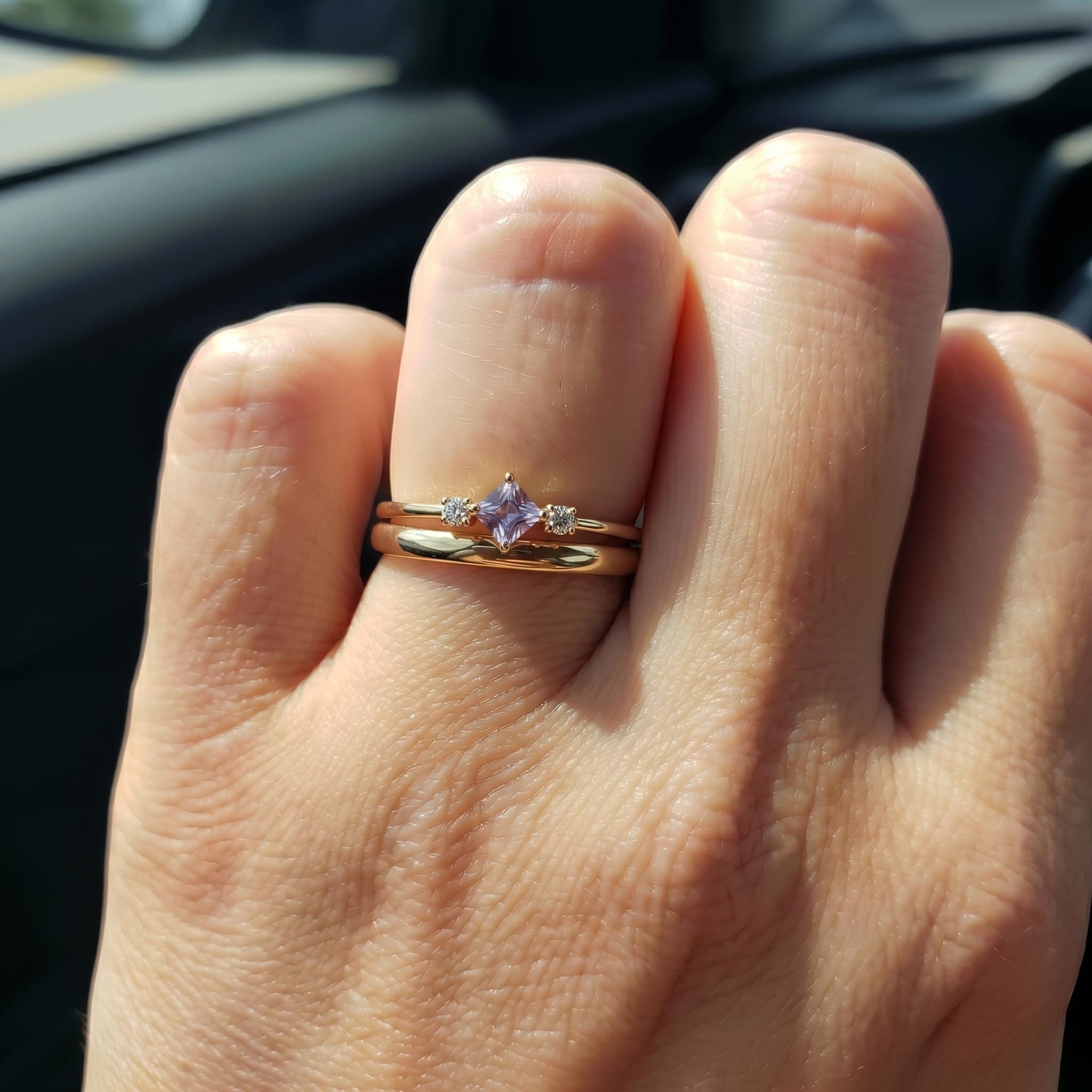 Kite Cut Alexandrite Engagement Ring, June Birthstone Promise Ring For Her Gemstone Trilogy Ring