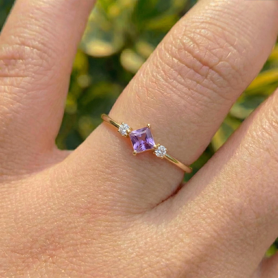 Kite Cut Alexandrite Engagement Ring, June Birthstone Promise Ring For Her Gemstone Trilogy Ring