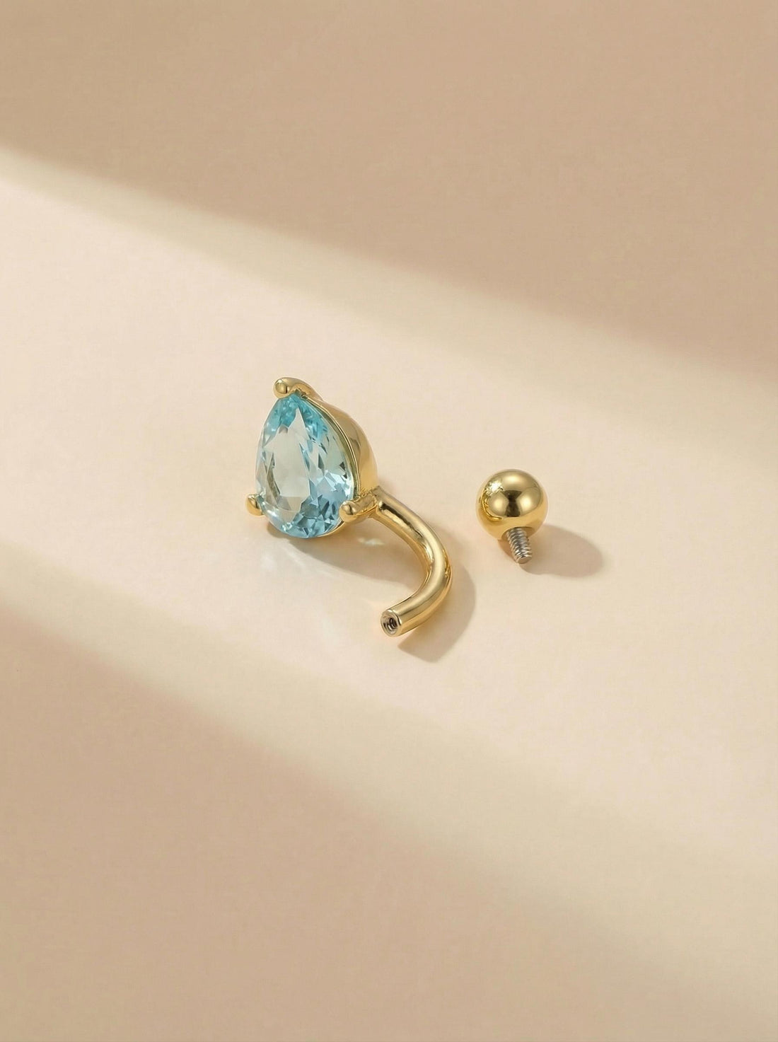 Dainty Aquamarine Teardrop Belly Button Ring | Sterling Silver Navel Piercing Jewelry | Elegant Blue Gemstone Dangle Body Jewelry Gift