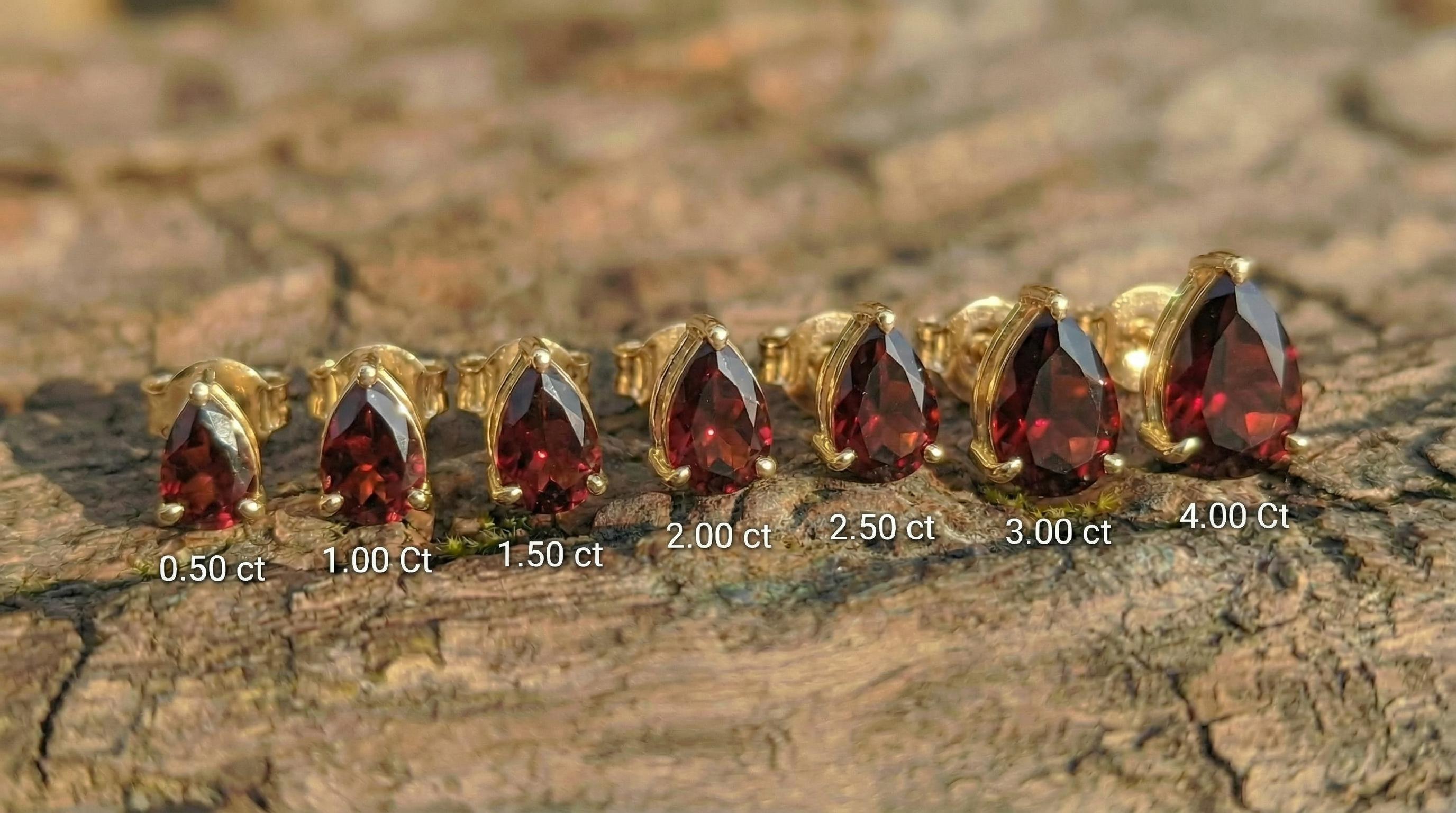 Teardrop Garnet Stud Earrings, Pear Cut Minimalist January Birthstone Jewelry, Dainty Red Gemstone Earring Gift for Her