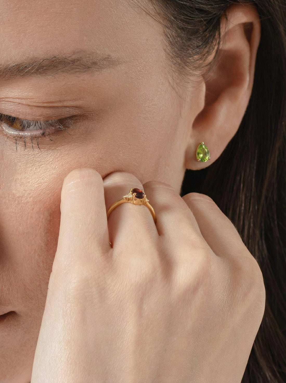 Vibrant Peridot Teardrop Stud Earrings - Genuine Pear Shape Peridot Gold Studs - Dainty August Birthstone Everyday Fine Jewelry Gift