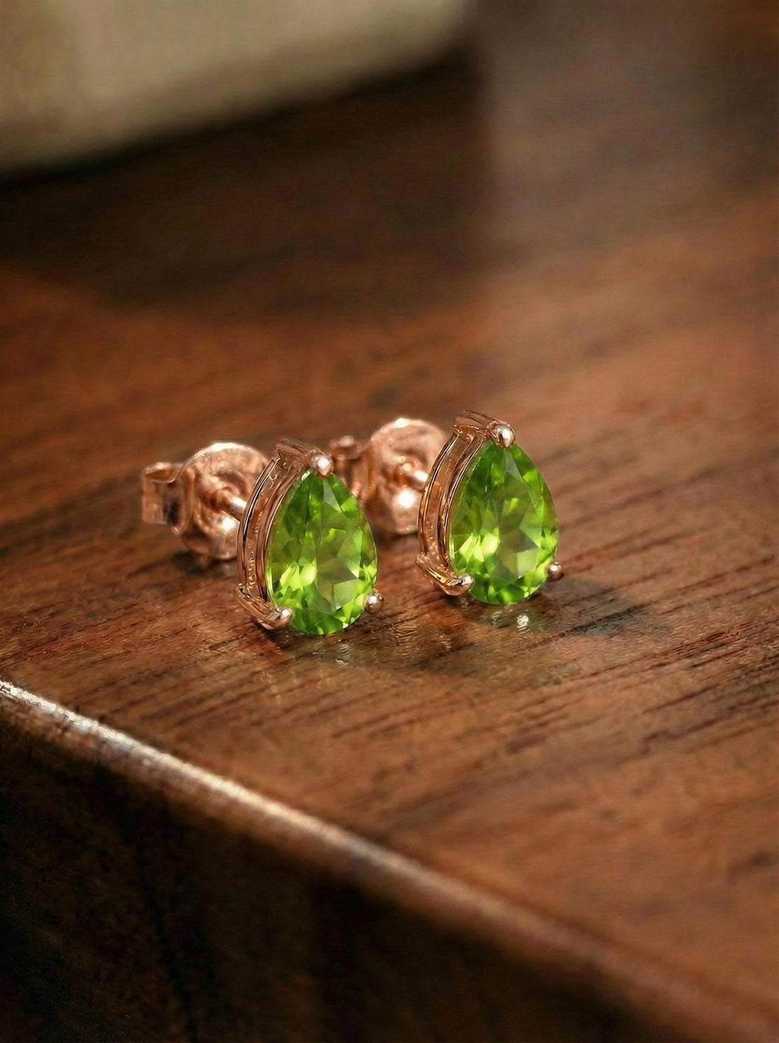 Vibrant Peridot Teardrop Stud Earrings - Genuine Pear Shape Peridot Gold Studs - Dainty August Birthstone Everyday Fine Jewelry Gift