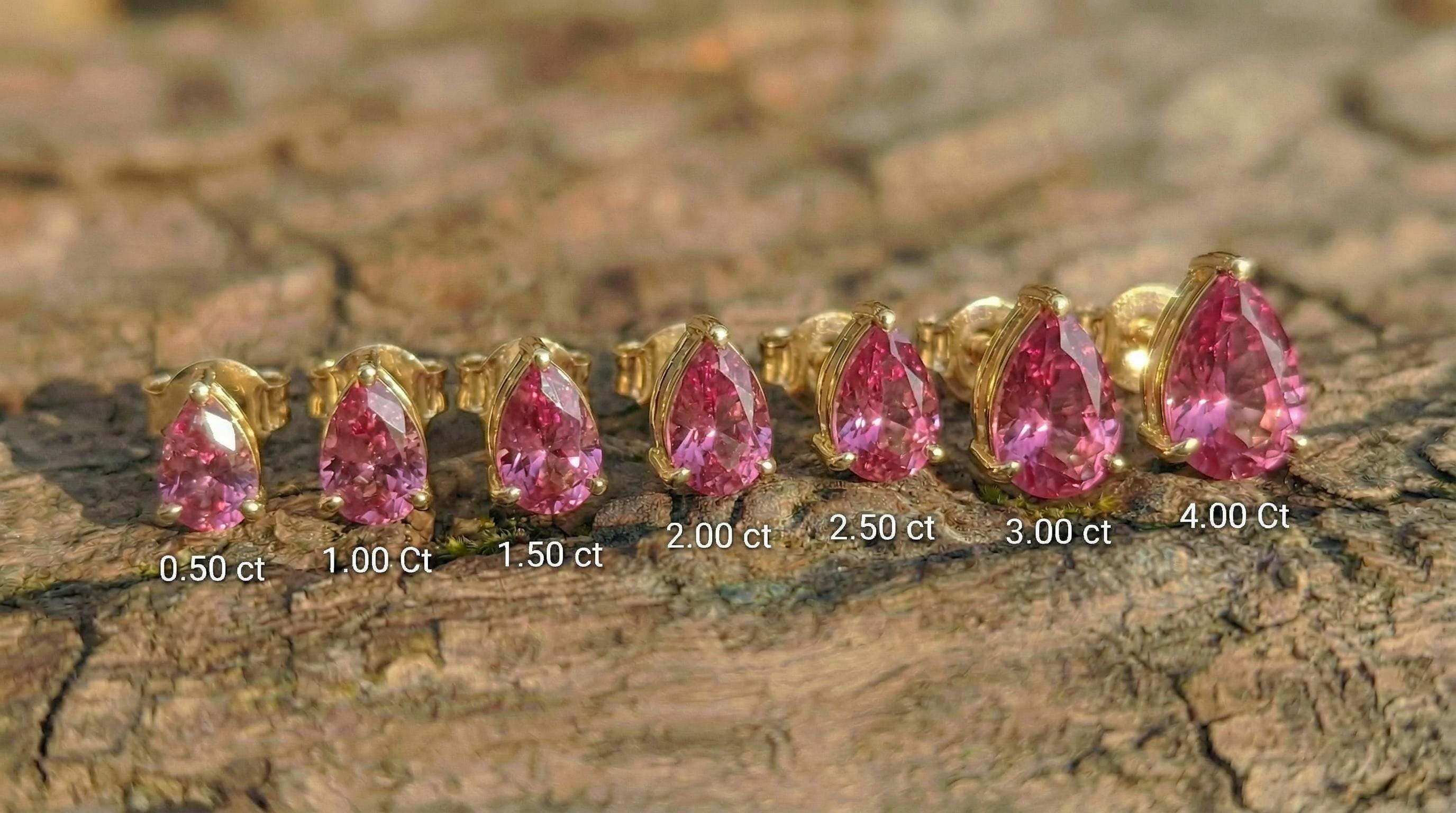 Pink Tourmaline Pear Stud Earrings in 14K Gold | Dainty Teardrop Gemstone Everyday Jewelry | Birthstone Gift for Her