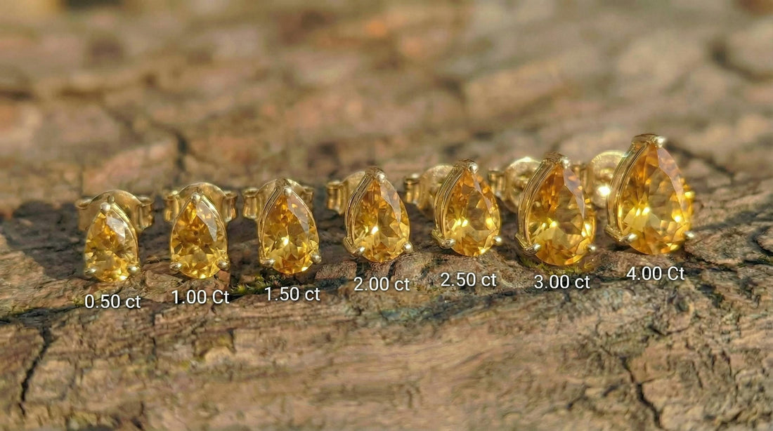 Pear Cut Citrine Stud Earrings | Teardrop Gemstone Studs | November Birthstone Jewelry | Dainty Yellow Gemstone Earrings for Her