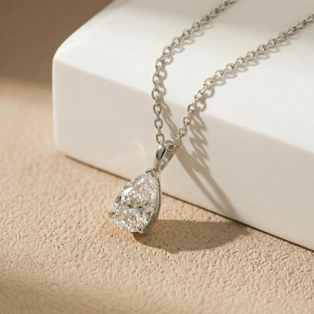 Lab Diamond Pear Cut Solitaire Necklace | 14K Gold Eco-Friendly Diamond Pendant Gift For Her | Delicate Wedding Anniversary Gift for Her