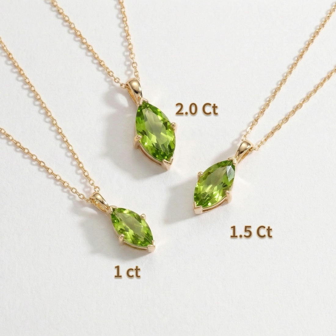 Elegant Peridot Marquise Necklace | 14K Gold Dainty Chain | Minimalist August Birthstone Gift | Everyday Fine Jewelry