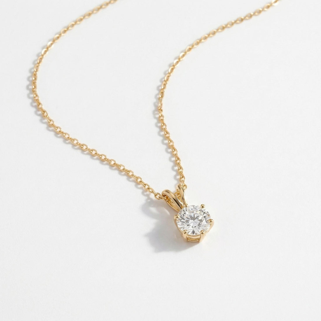 Dainty Gold Moissanite Solitaire Necklace | Brilliant Round Moissanite Pendant | Elegant Everyday Jewelry | Anniversary Gift for Her