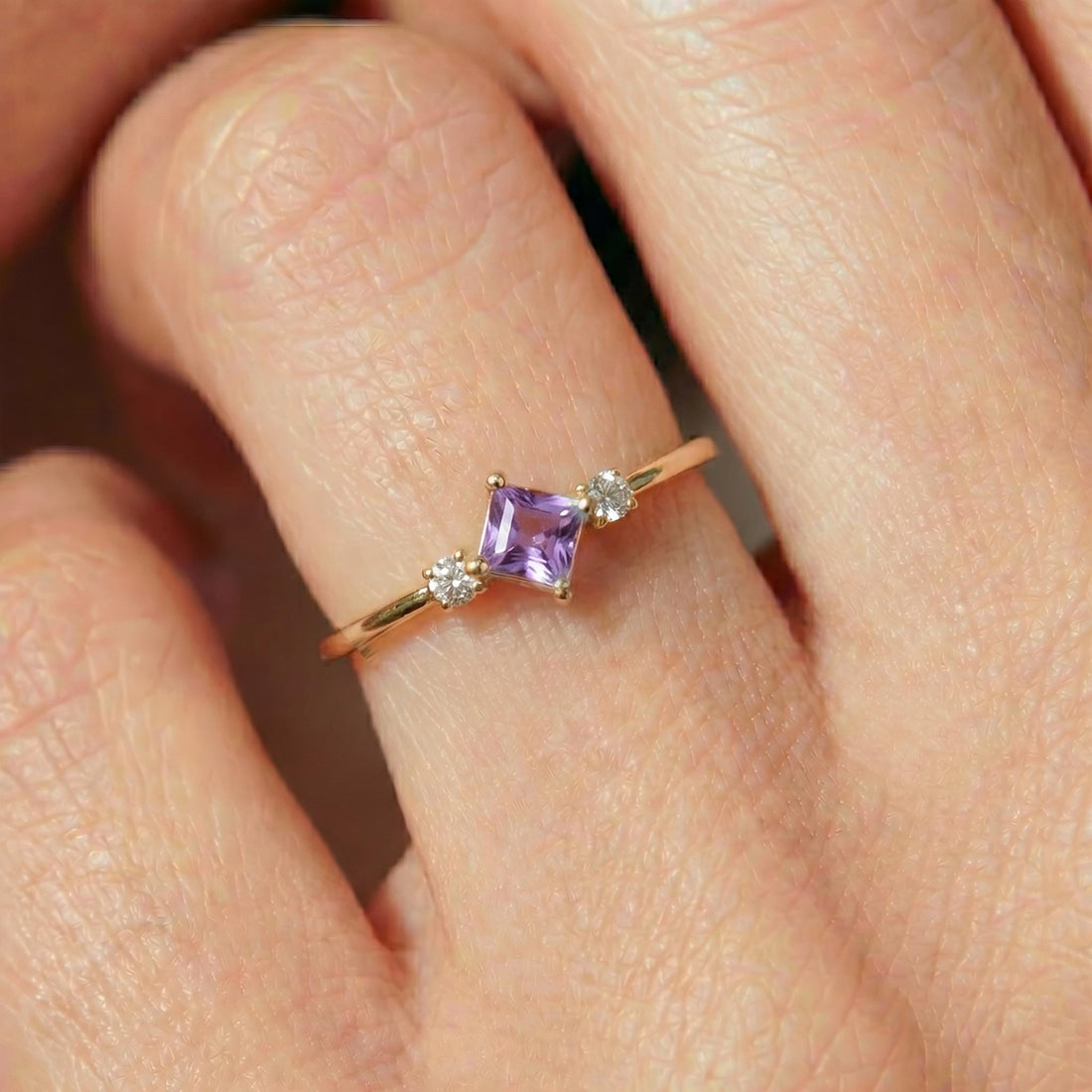 Kite Cut Alexandrite Engagement Ring, June Birthstone Promise Ring For Her Gemstone Trilogy Ring