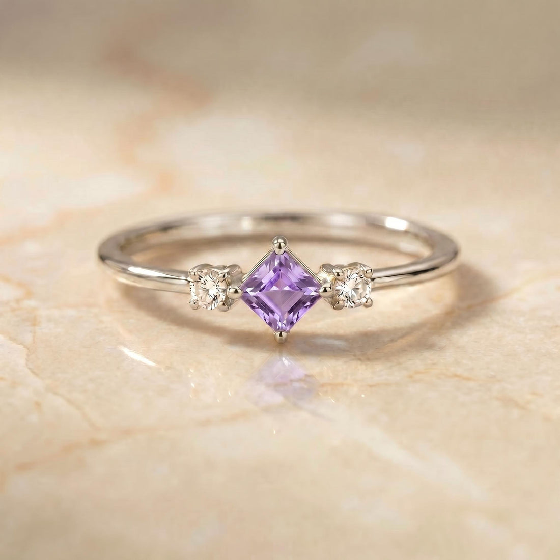Kite Cut Alexandrite Engagement Ring, June Birthstone Promise Ring For Her Gemstone Trilogy Ring