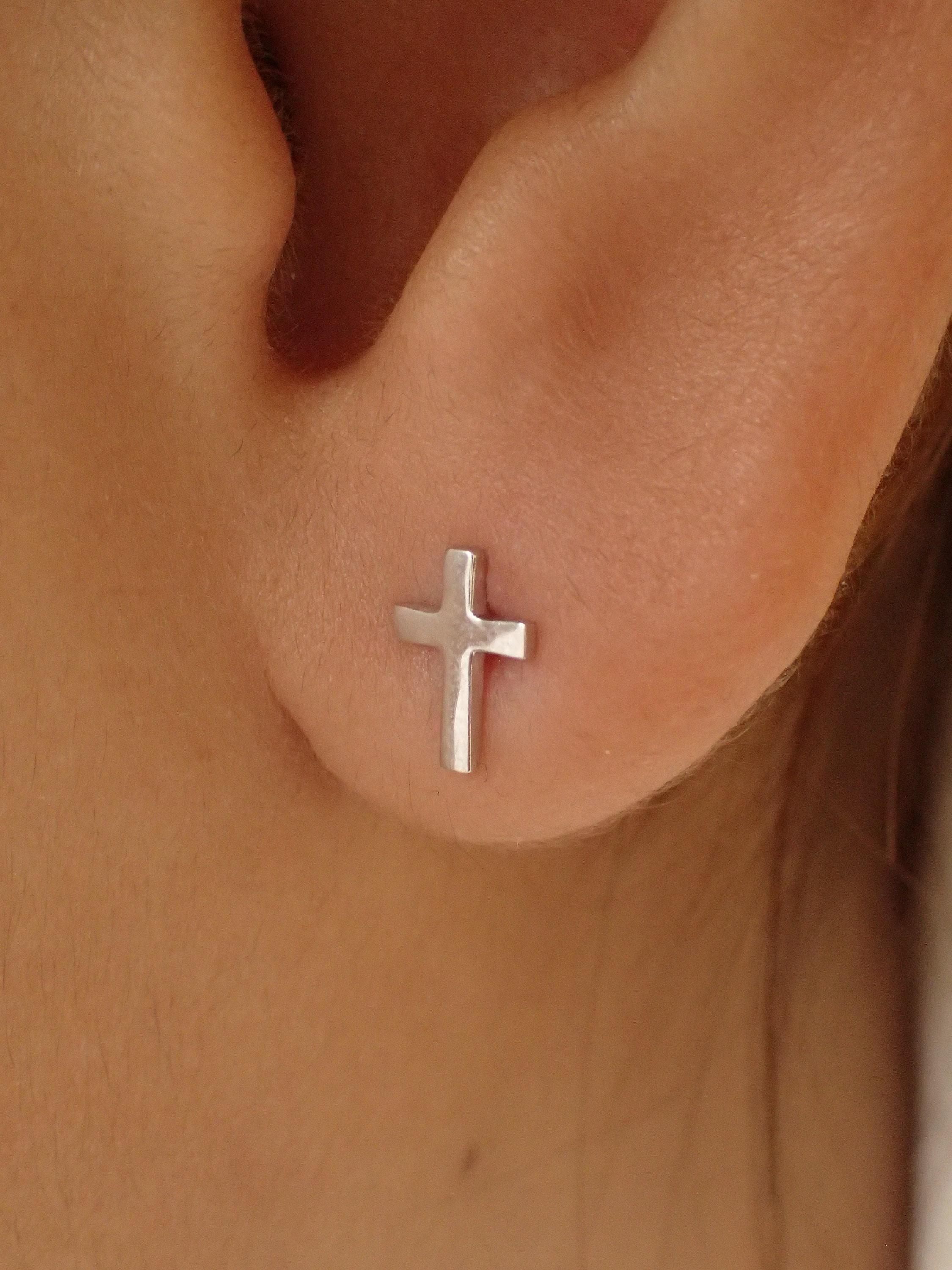 Elegant Minimalist Gold Cross Stud Earrings | 18K Christian Jewelry for Women | Religious Easter Gift Idea