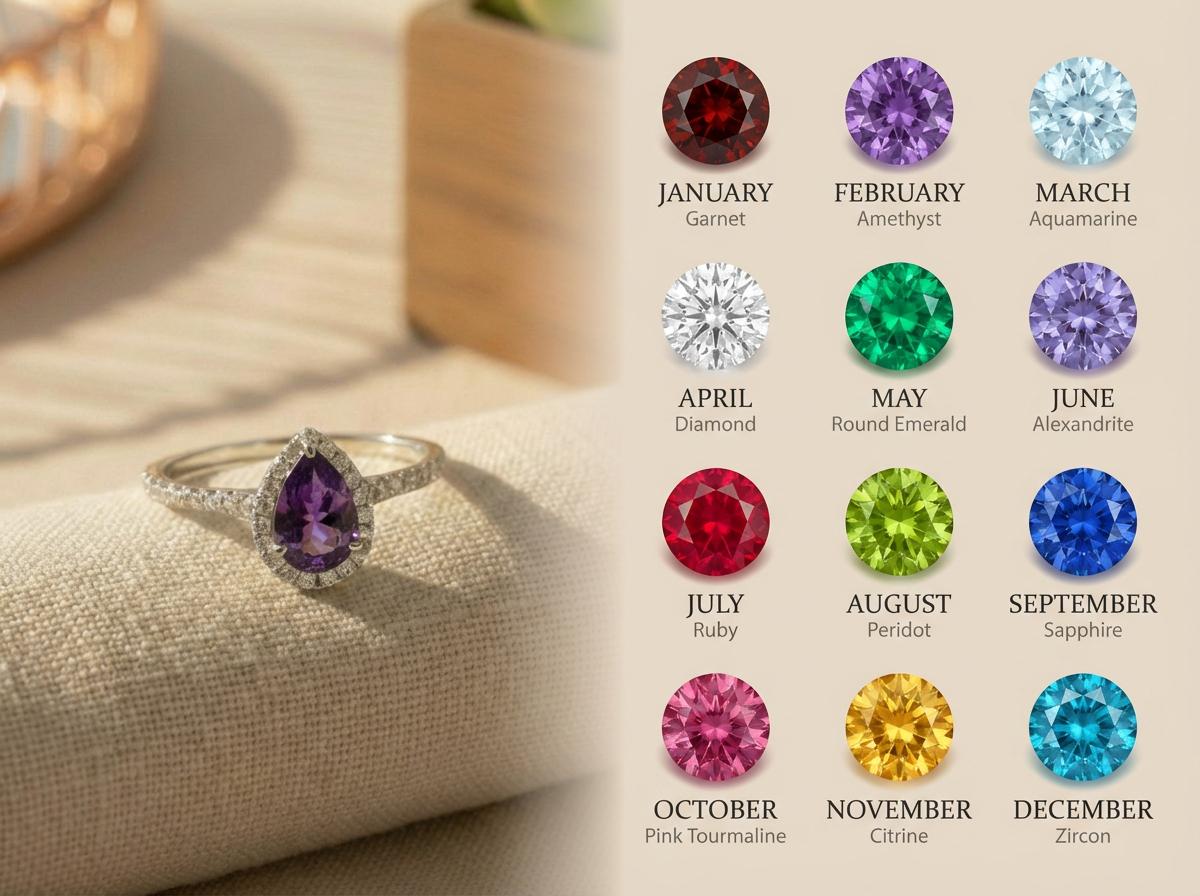 Pear Cut Amethyst Halo Ring, Purple Gemstone Engagement Promise Ring, 14K Gold Silver Bridal Jewelry, Birthstone Gift for Her