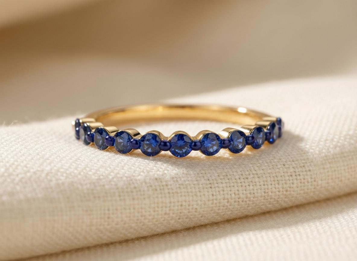 2.0 mm Single Prong Sapphire Ring, September Birthstone, Half Eternity Stackable Band, Sapphire Wedding Band, Stacking Ring