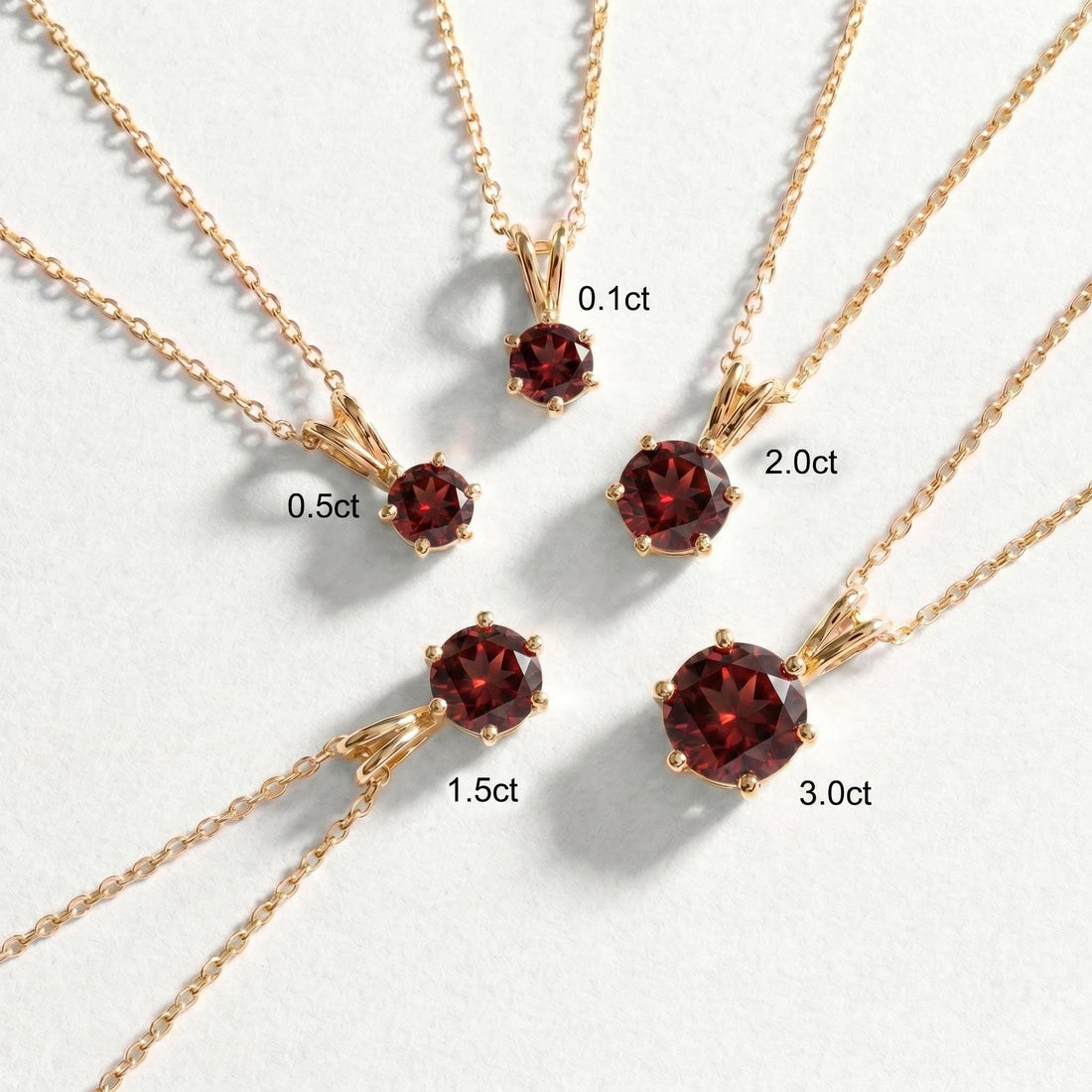 Garnet Necklace Gold, Solitaire Pendant, January Birthstone Necklace, Dainty Red Gemstone Necklace for Her