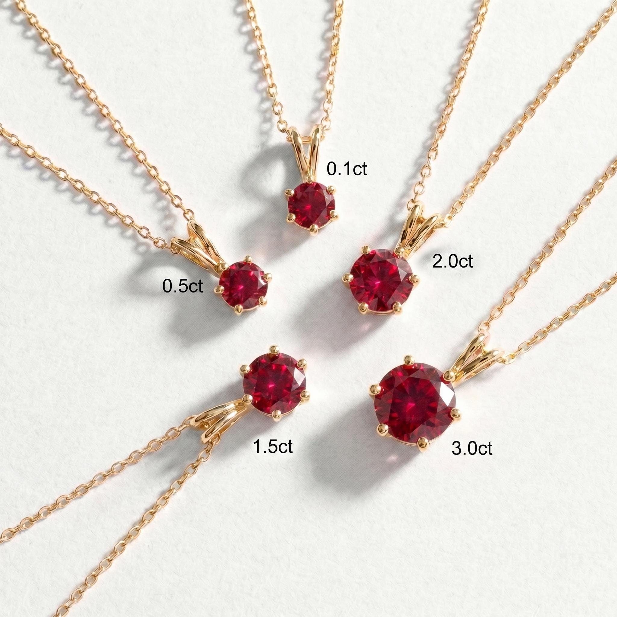 Ruby Necklace, Solitaire Pendant, July Birthstone Necklace, Dainty Red Gemstone Necklace for Her