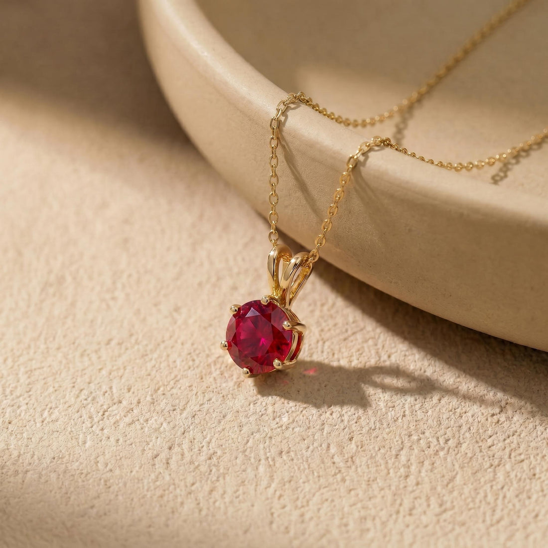 Ruby Necklace, Solitaire Pendant, July Birthstone Necklace, Dainty Red Gemstone Necklace for Her