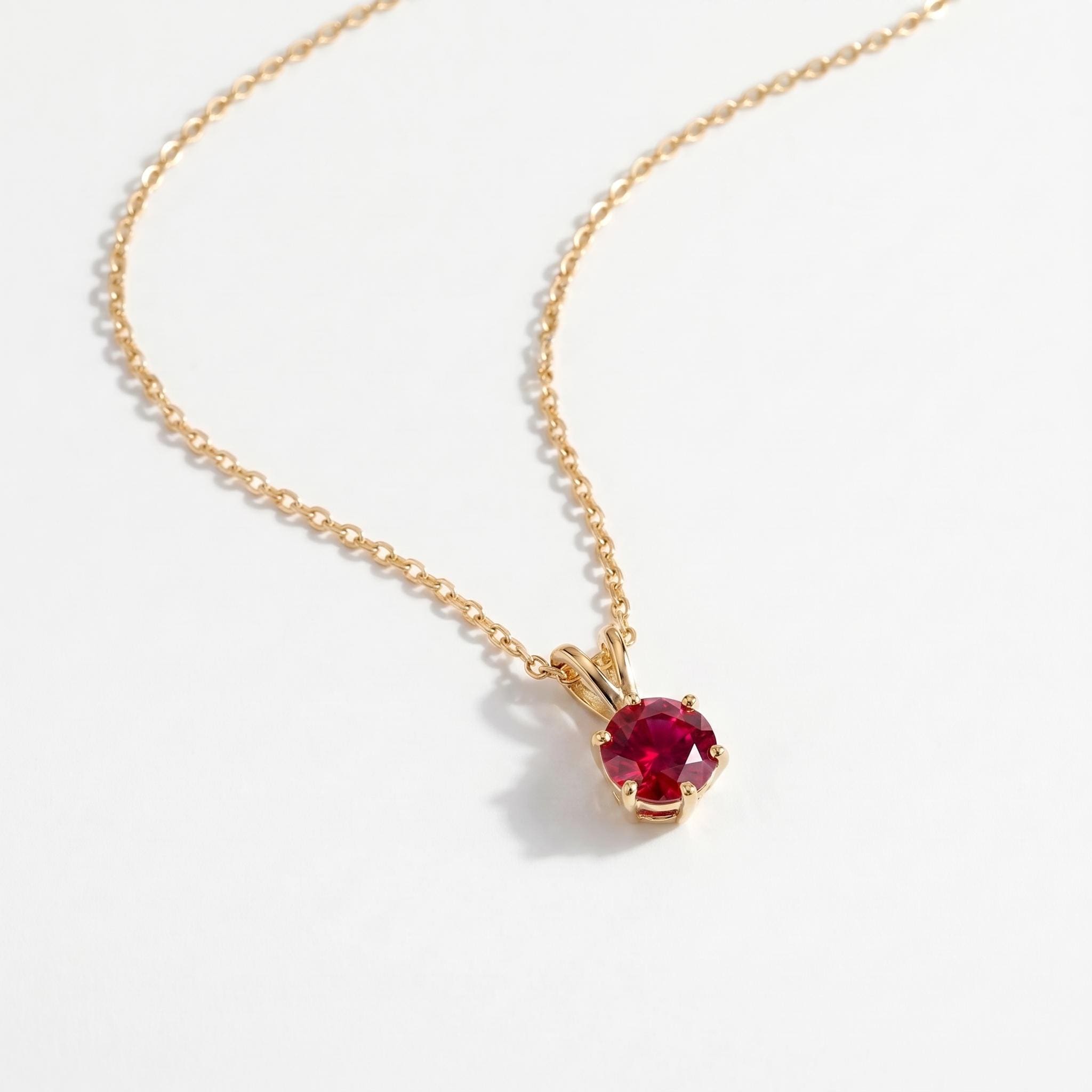 Ruby Necklace, Solitaire Pendant, July Birthstone Necklace, Dainty Red Gemstone Necklace for Her