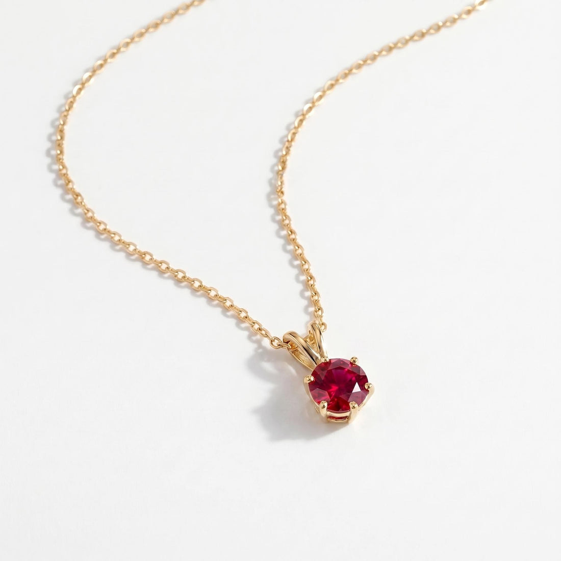Ruby Necklace, Solitaire Pendant, July Birthstone Necklace, Dainty Red Gemstone Necklace for Her