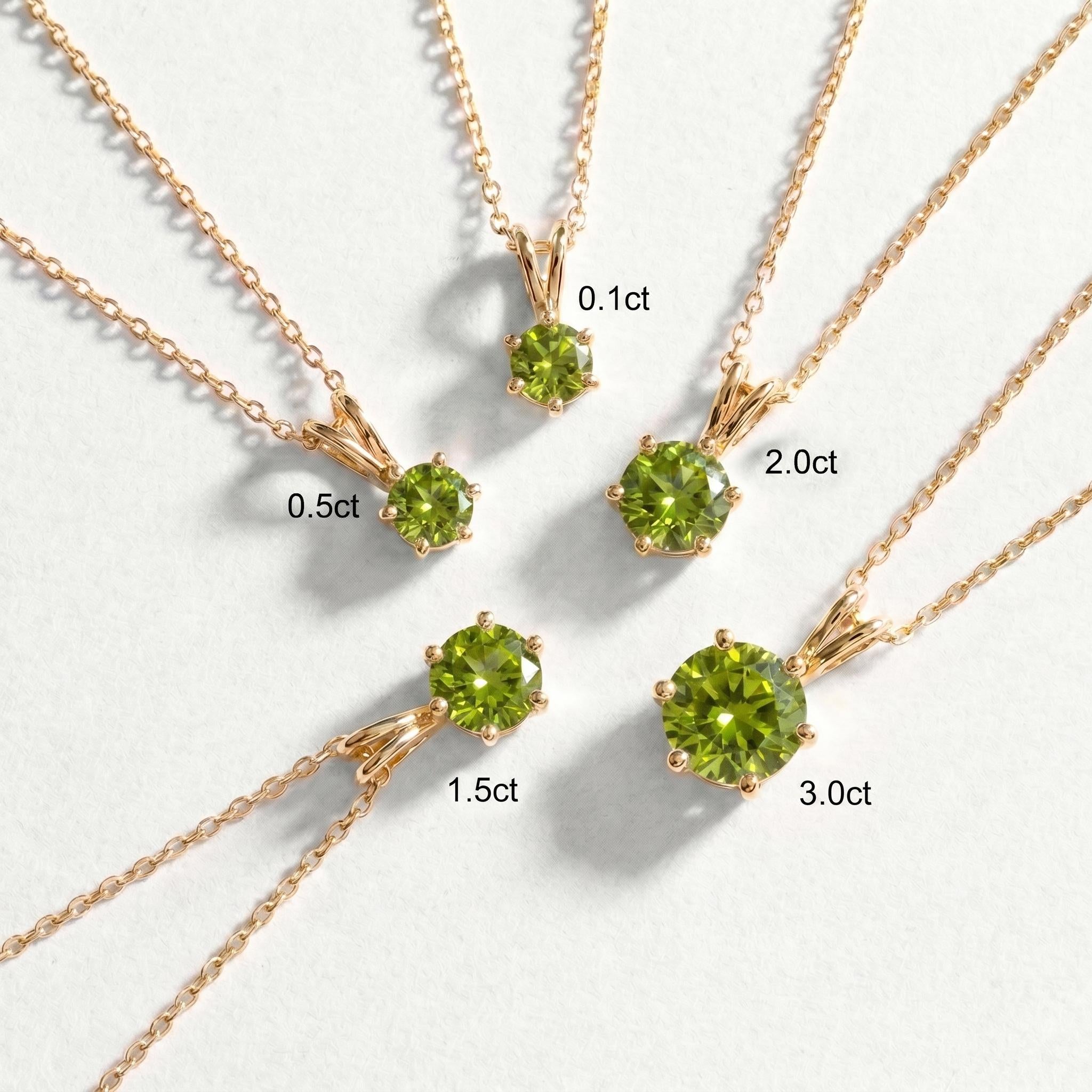 Peridot Necklace, August Birthstone Pendant, Green Gemstone Solitaire Necklace, Dainty Minimalist Jewelry Gift for Her