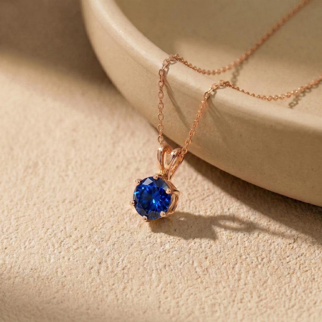 Blue Sapphire Necklace, Solitaire Pendant, September Birthstone Necklace, Dainty Minimalist Jewelry Gift for Her