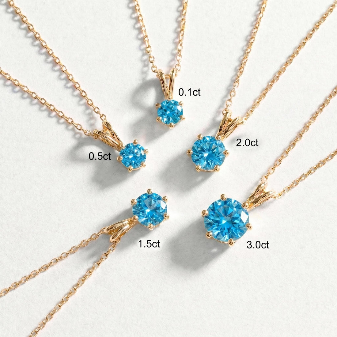 Blue Topaz Necklace, Solitaire Pendant, December Birthstone Necklace, Dainty Round Gemstone Necklace for Her