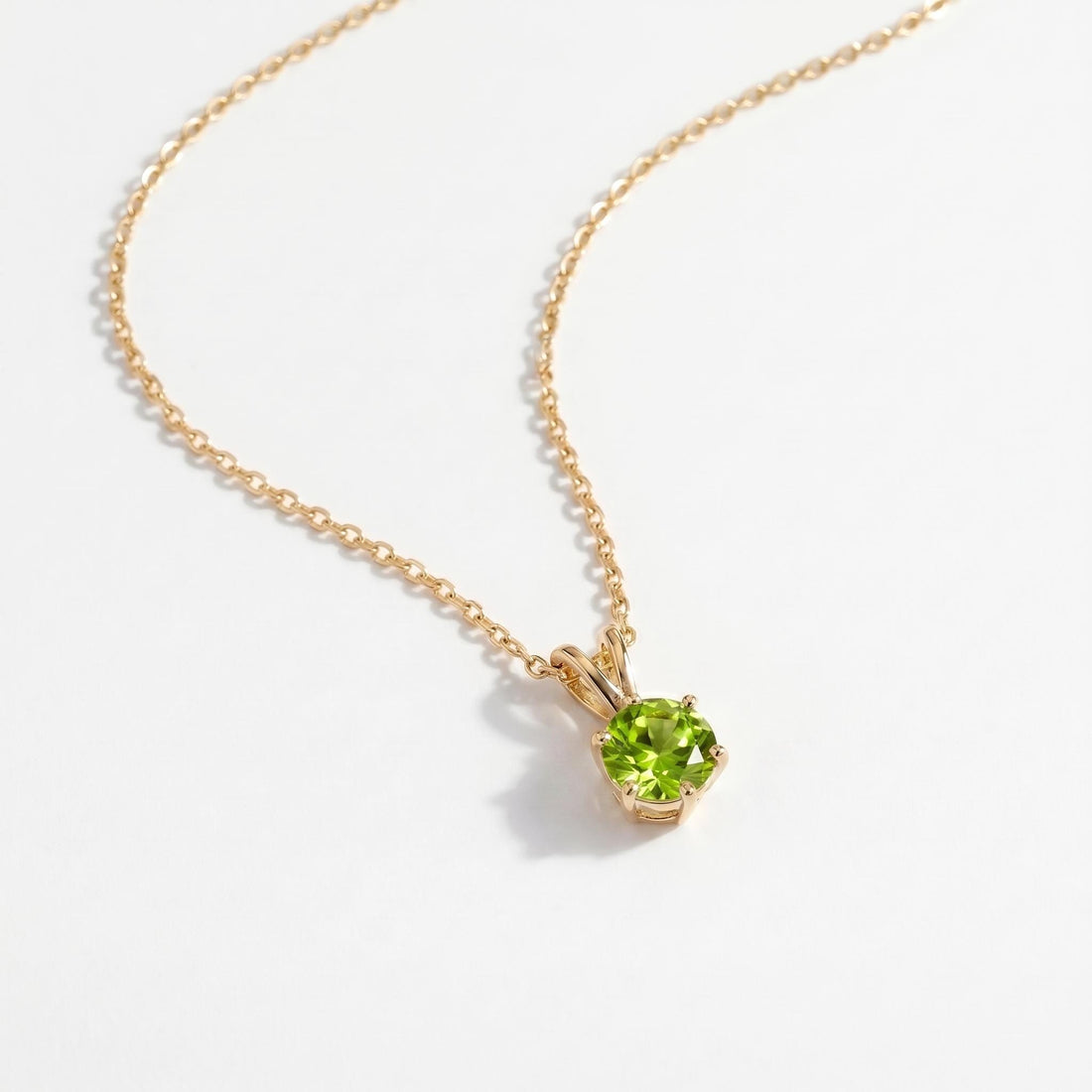 Peridot Necklace, August Birthstone Pendant, Green Gemstone Solitaire Necklace, Dainty Minimalist Jewelry Gift for Her