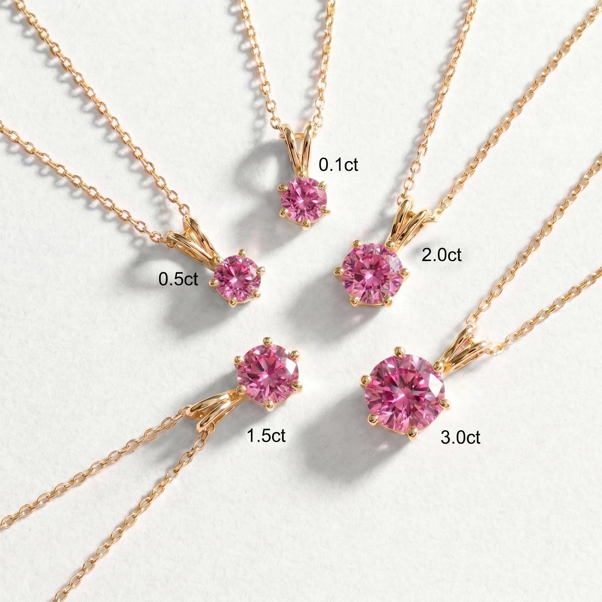 Pink Sapphire Necklace, Solitaire Pendant, Dainty Pink Gemstone Necklace, Minimalist Jewelry Gift for Her