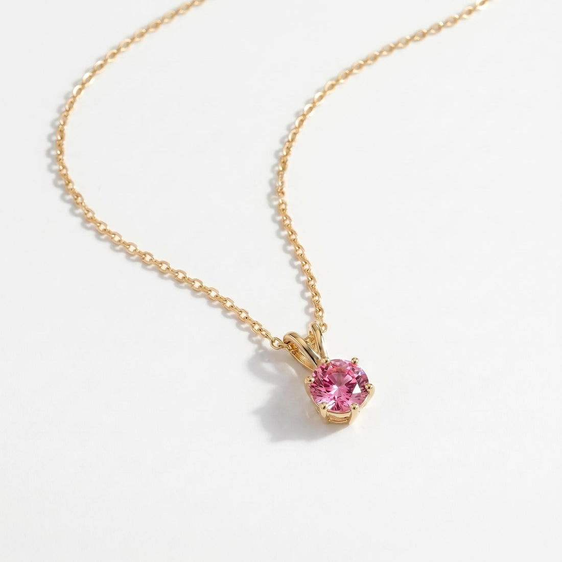 Pink Sapphire Necklace, Solitaire Pendant, Dainty Pink Gemstone Necklace, Minimalist Jewelry Gift for Her