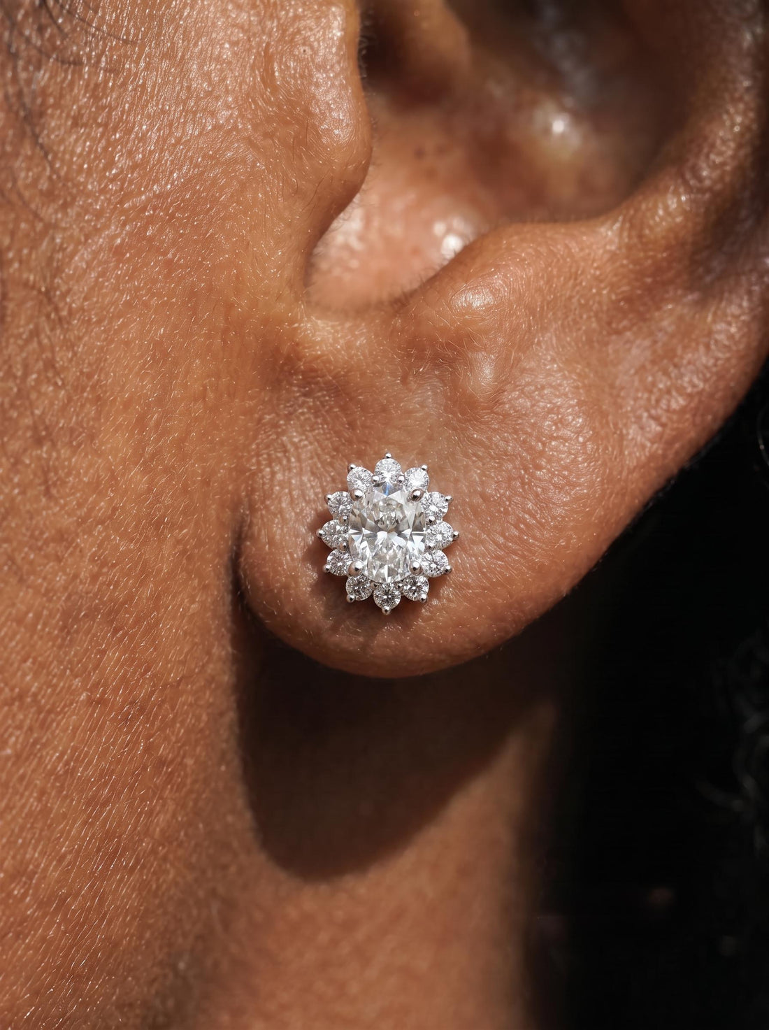 Diamond Cluster Stud Earrings, CZ Halo Studs, Bridal Wedding Earrings, Classic Diamond Alternative