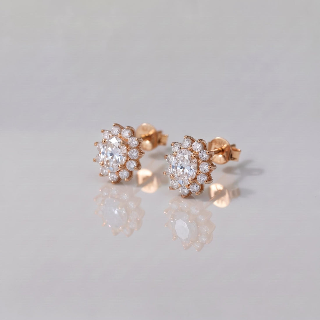 Diamond Cluster Stud Earrings, CZ Halo Studs, Bridal Wedding Earrings, Classic Diamond Alternative