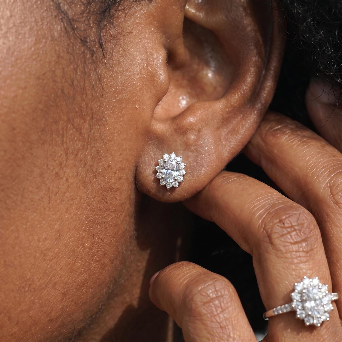 Diamond Cluster Stud Earrings, CZ Halo Studs, Bridal Wedding Earrings, Classic Diamond Alternative