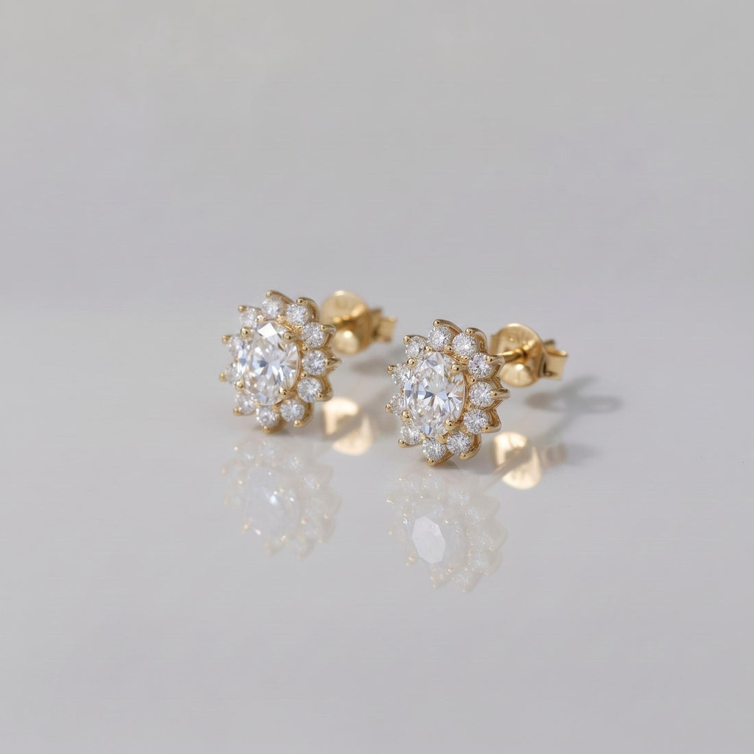 Diamond Cluster Stud Earrings, CZ Halo Studs, Bridal Wedding Earrings, Classic Diamond Alternative