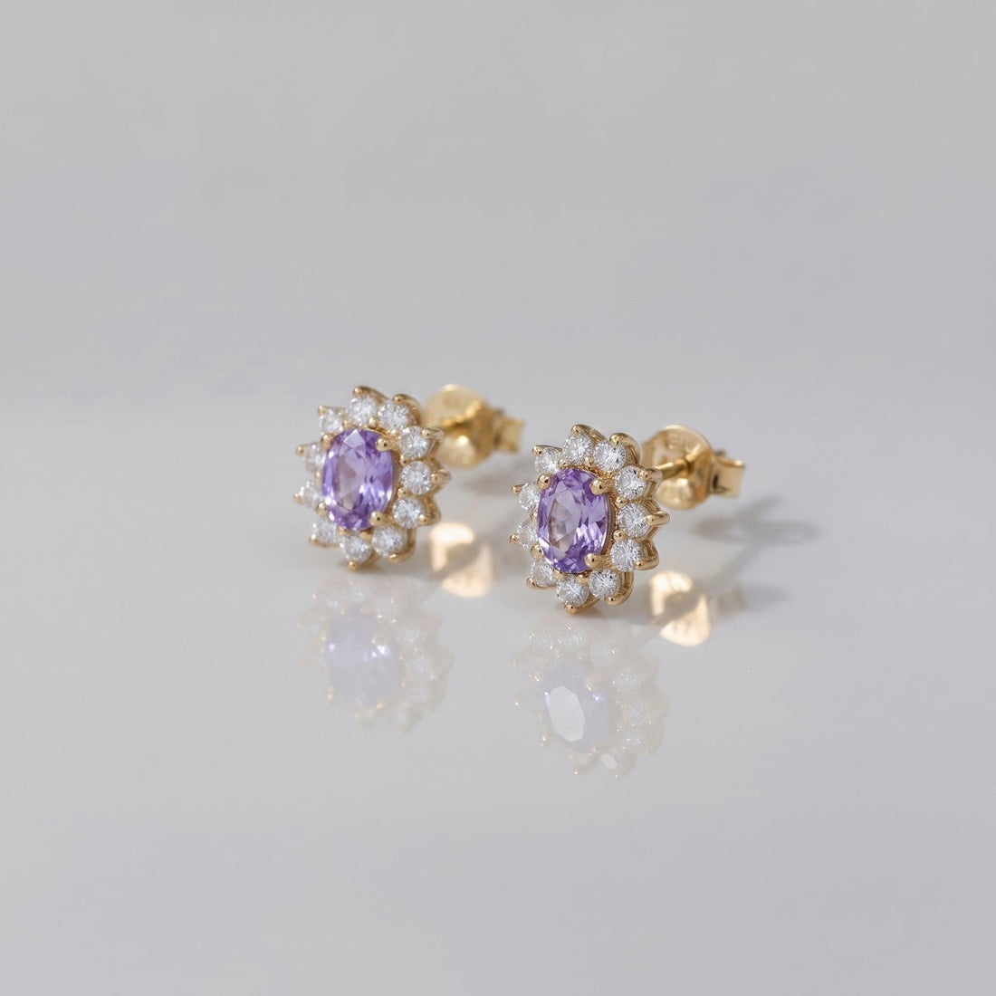 Dainty lavender Halo Stud Earrings for Women, Elegant Purple Gemstone & CZ Cluster Earrings, February Birthstone Gift for Her