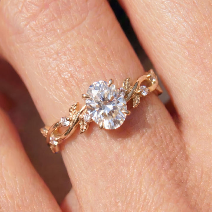 Lab Grown Diamond Ring for Women –Mother's Day Gift – 14K Gold Nature Inspired Jewelry-Engagement Ring