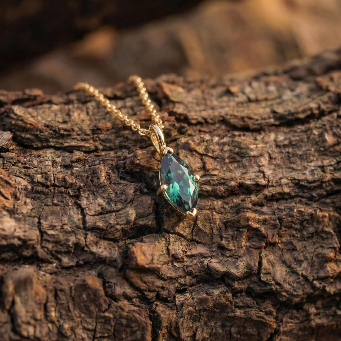 Marquise Alexandrite Necklace | June Birthstone Gift | 14K Gold Color Change Gemstone Pendant | Dainty Unique Gift for Her
