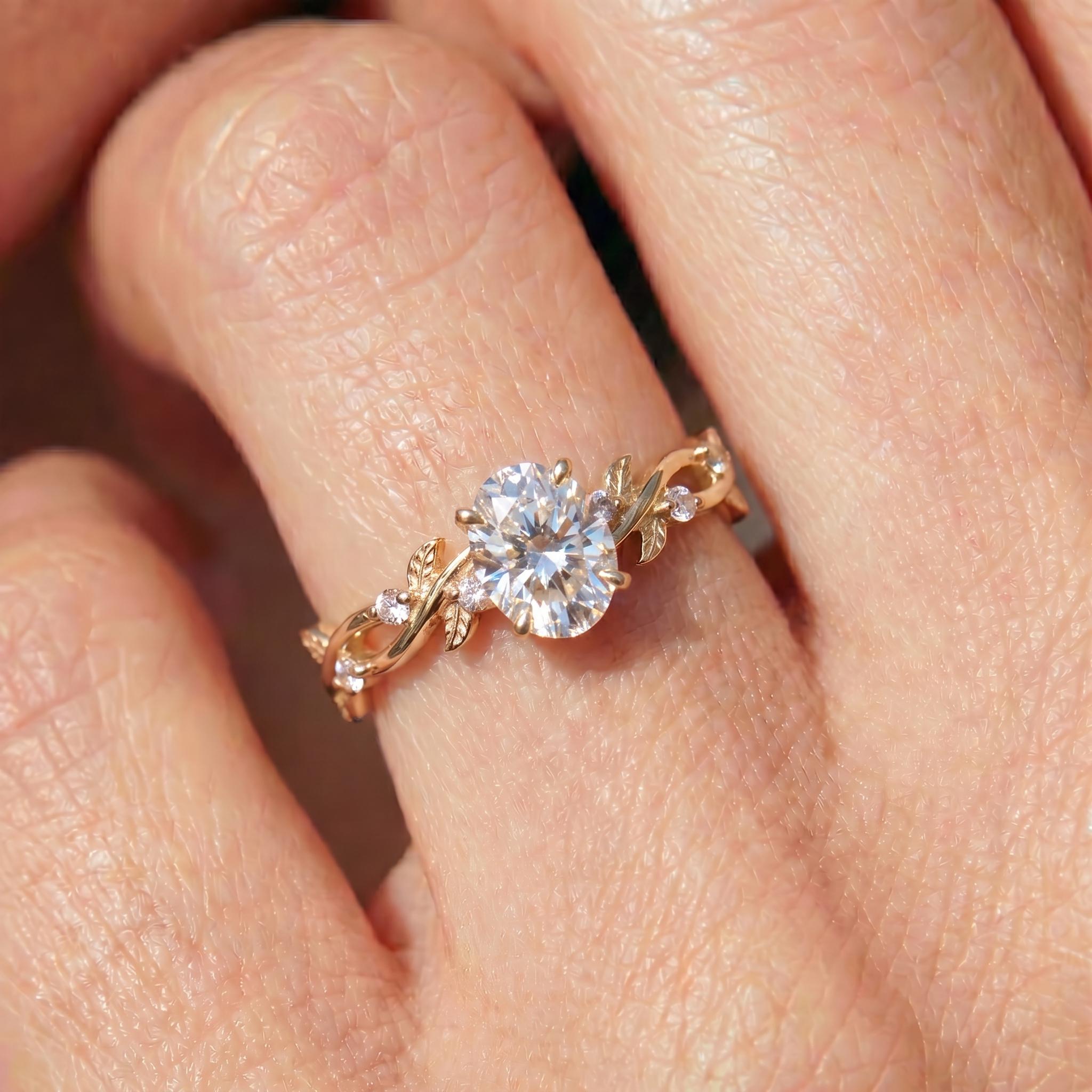 Lab Grown Diamond Ring for Women –Mother's Day Gift – 14K Gold Nature Inspired Jewelry-Engagement Ring