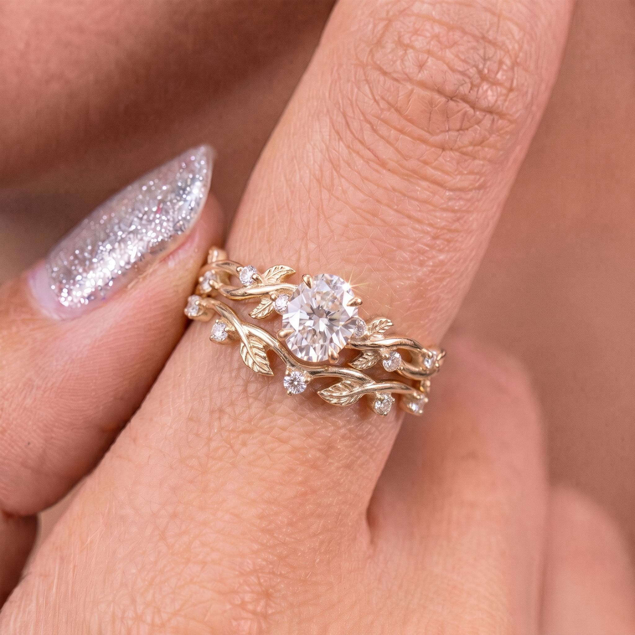 Lab Grown Diamond Ring for Women –Mother's Day Gift – 14K Gold Nature Inspired Jewelry-Engagement Ring