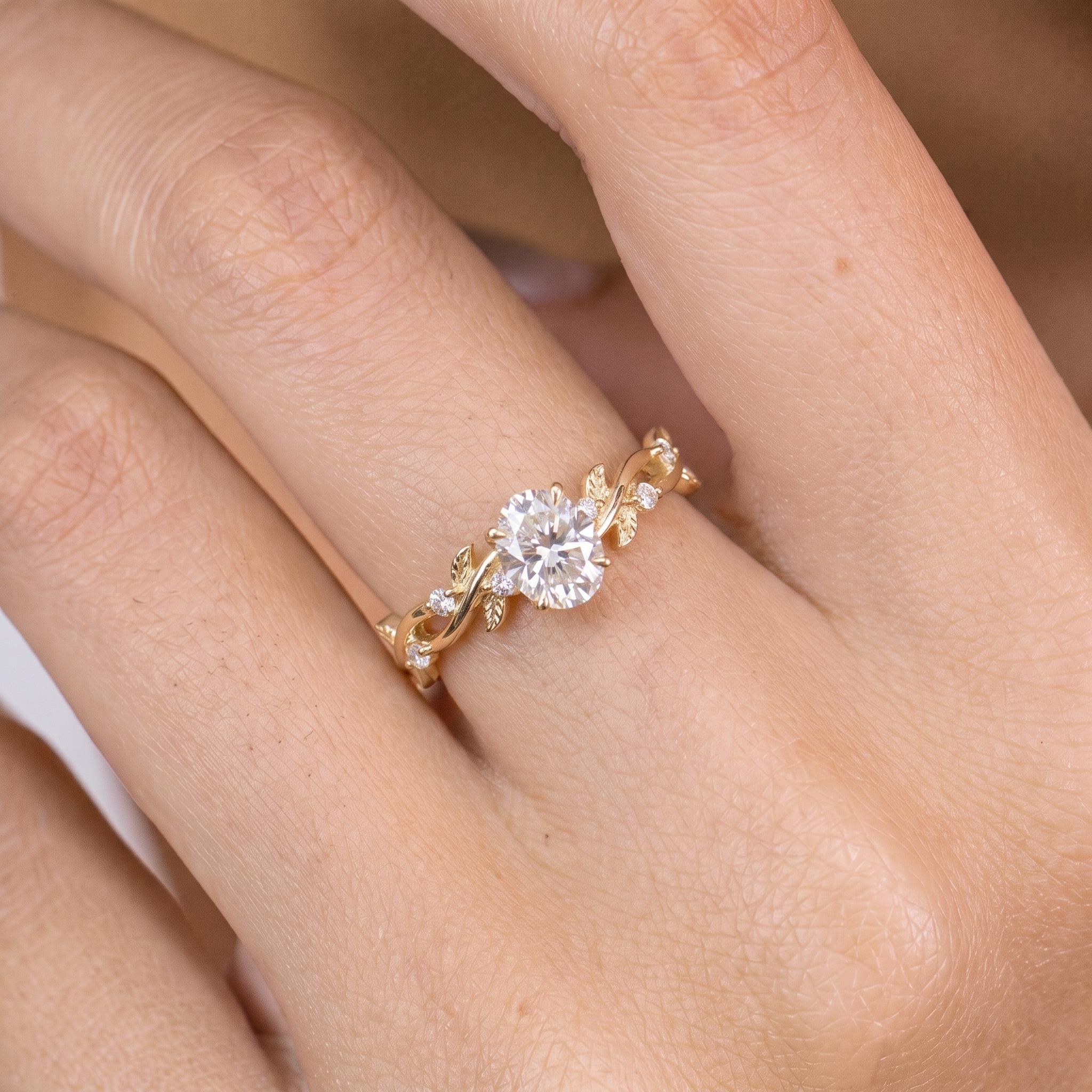 Lab Grown Diamond Ring for Women –Mother's Day Gift – 14K Gold Nature Inspired Jewelry-Engagement Ring