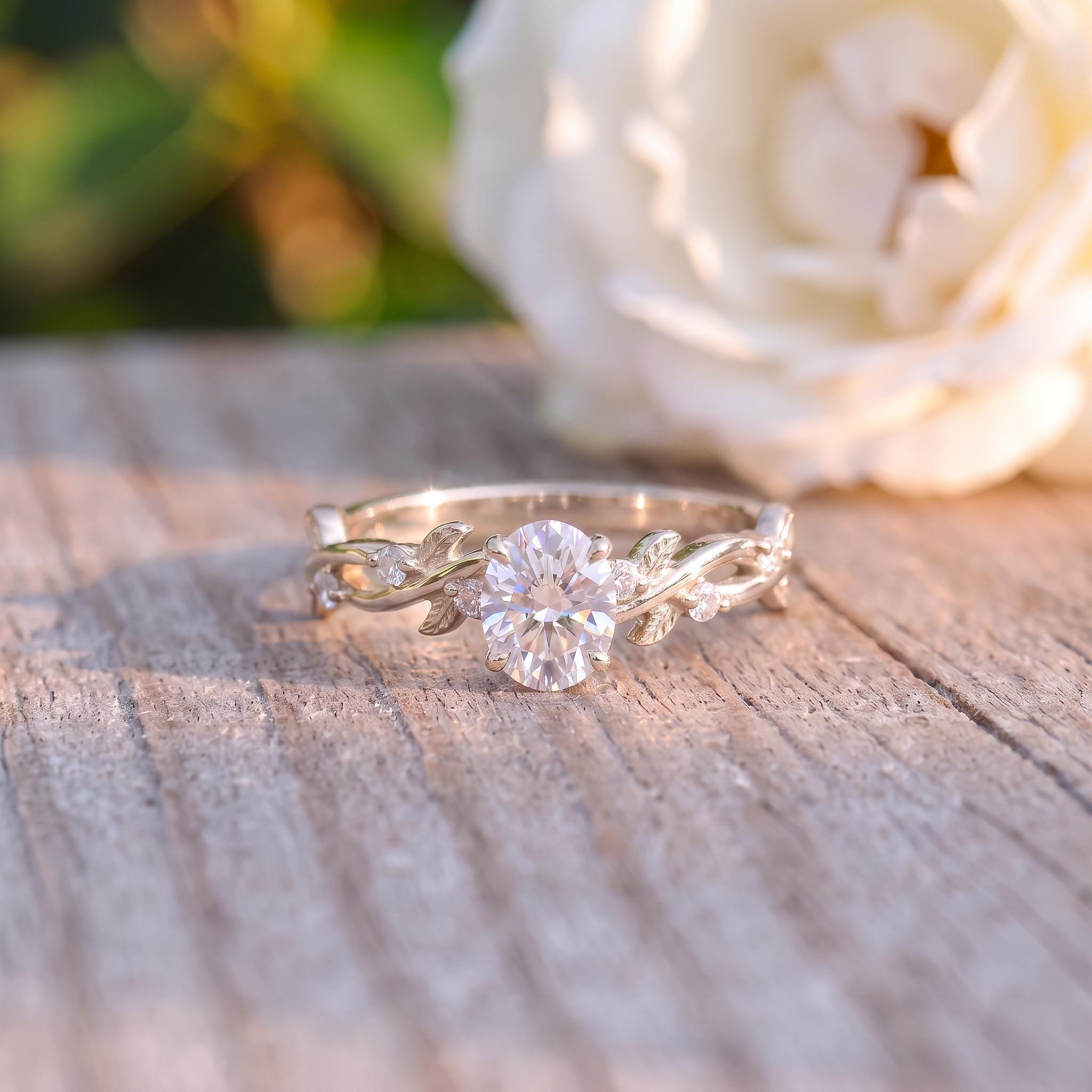 Lab Grown Diamond Ring for Women –Mother's Day Gift – 14K Gold Nature Inspired Jewelry-Engagement Ring