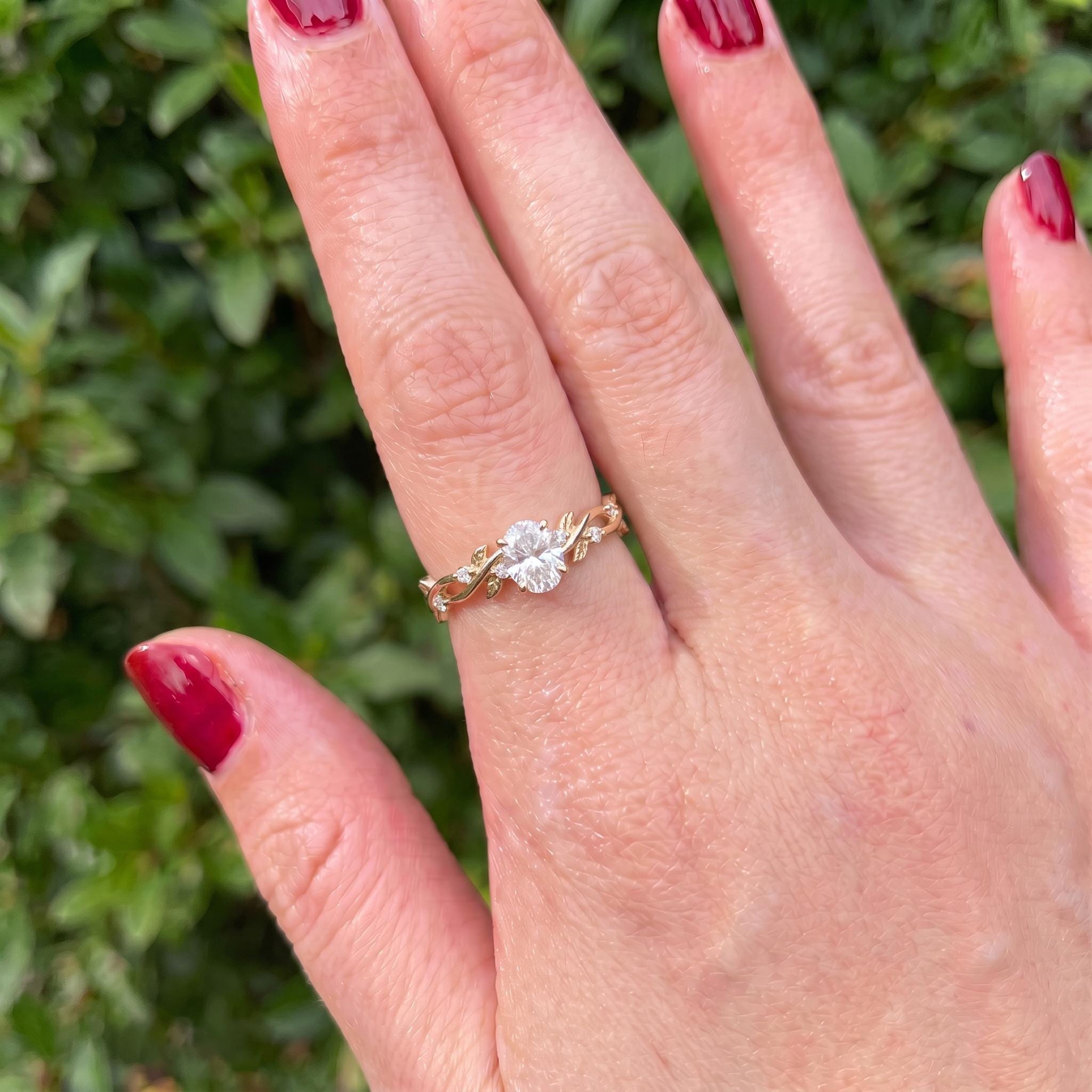 Lab Grown Diamond Ring for Women –Mother's Day Gift – 14K Gold Nature Inspired Jewelry-Engagement Ring