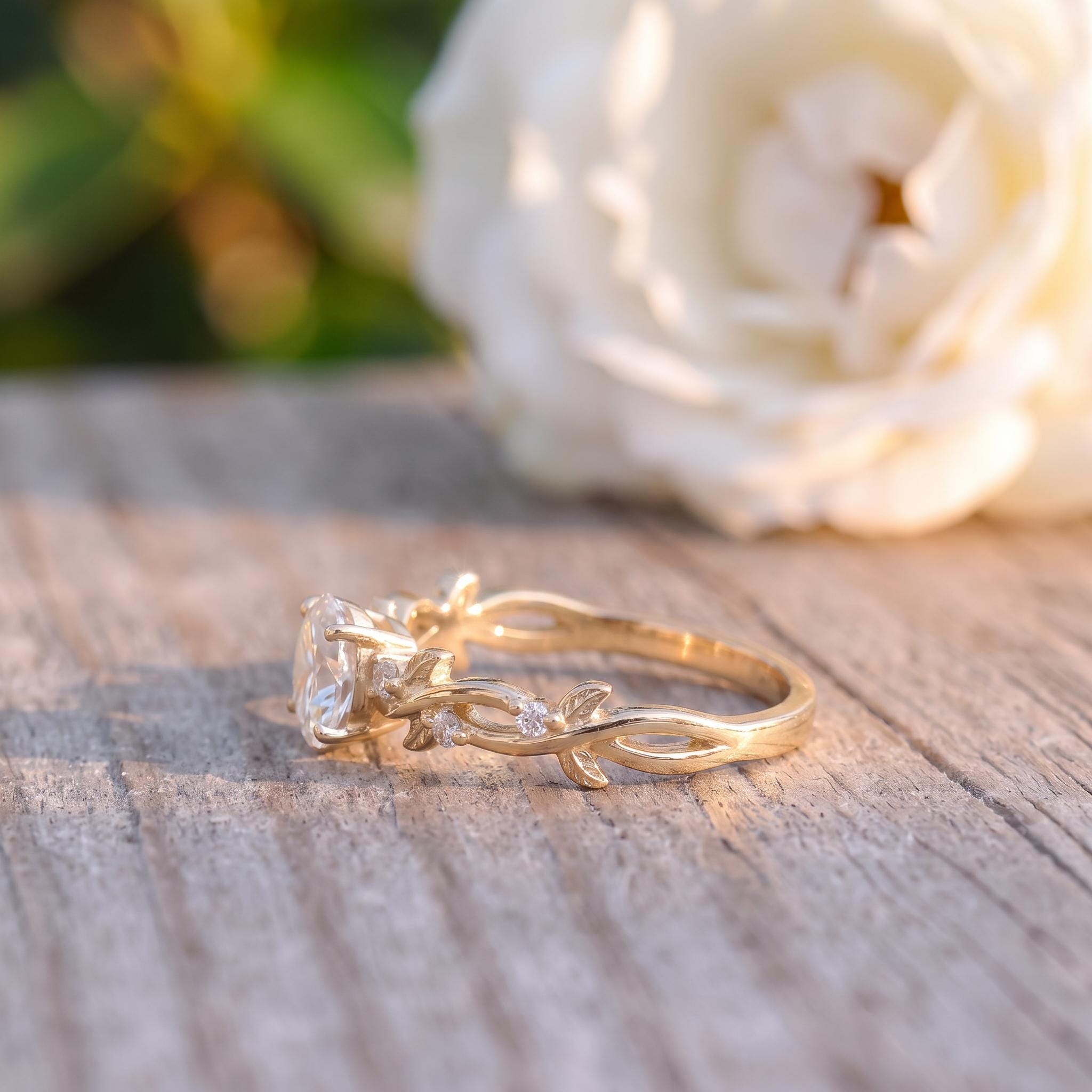 Lab Grown Diamond Ring for Women –Mother's Day Gift – 14K Gold Nature Inspired Jewelry-Engagement Ring