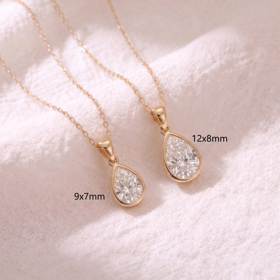 Dainty Pear Moissanite Necklace, Gold Bezel Set Teardrop Pendant, Delicate Solitaire Diamond Alternative, Minimalist Everyday Jewelry Gift