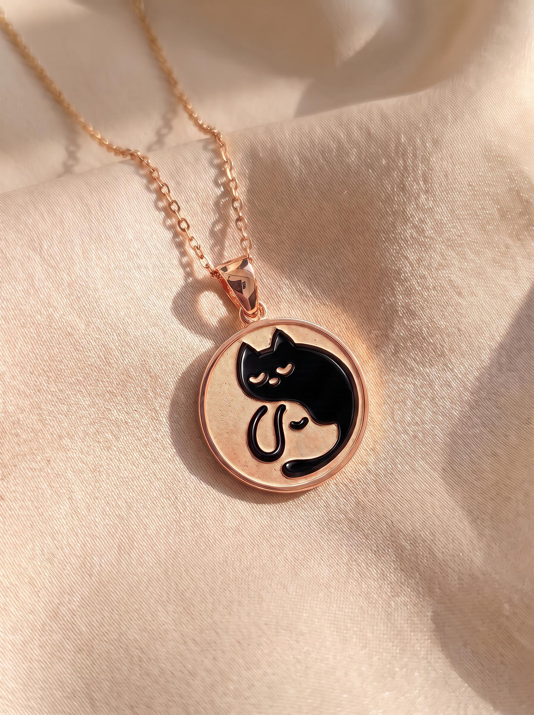 Delicate Gold Cat Dog Yin Yang Layered Necklace | Pet Lover Friendship Charm | Crescent Moon Stackable Animal Jewelry Gift for Her
